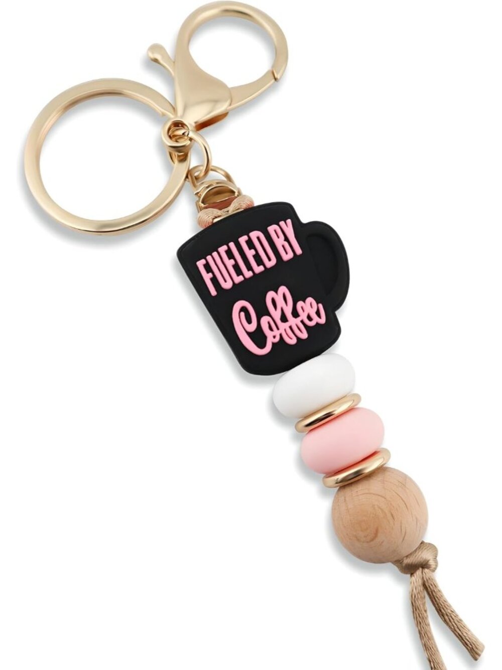 Coffee Cup Silicone Beads Keychain for Women and Men Cute Key Chain Holder for C